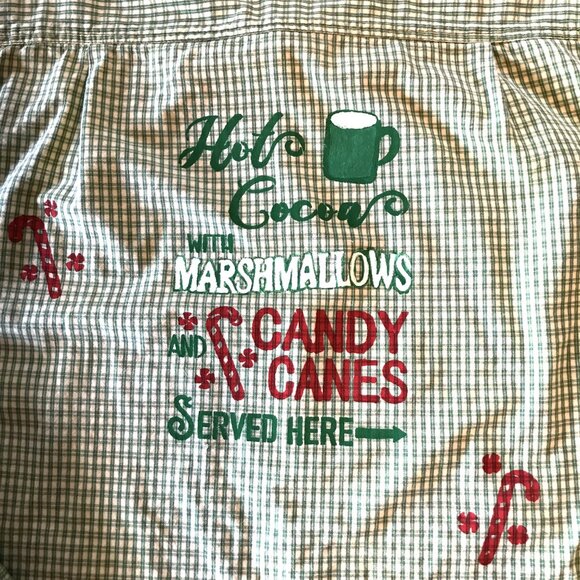 Upcycled Plaid Christmas Shirt, Plus Size: Bleached, Painted Holiday Graphics - Picture 12 of 12